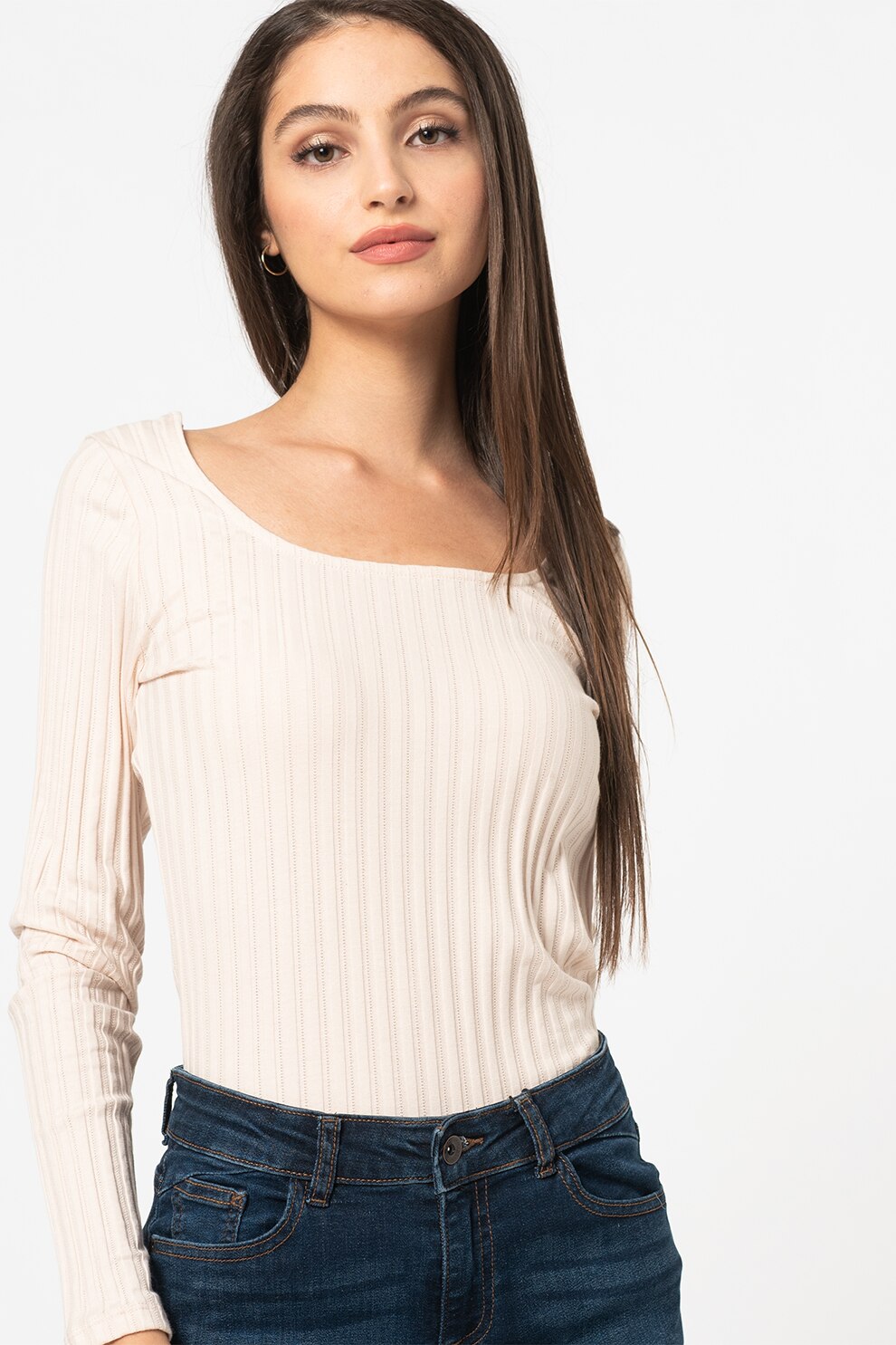 ICHI, Bluza usoara cu aspect striat Kammie, Piersica