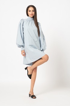 ICHI, Rochie cu maneci bufante Inkala, Albastru pastel ICHI, Rochie cu maneci bufante Inkala, Albastru pastel