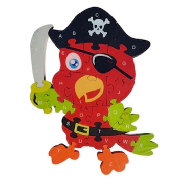 Puzzle Papagal Pirat, din lemn,21 piese Puzzle Papagal Pirat, din lemn,21 piese