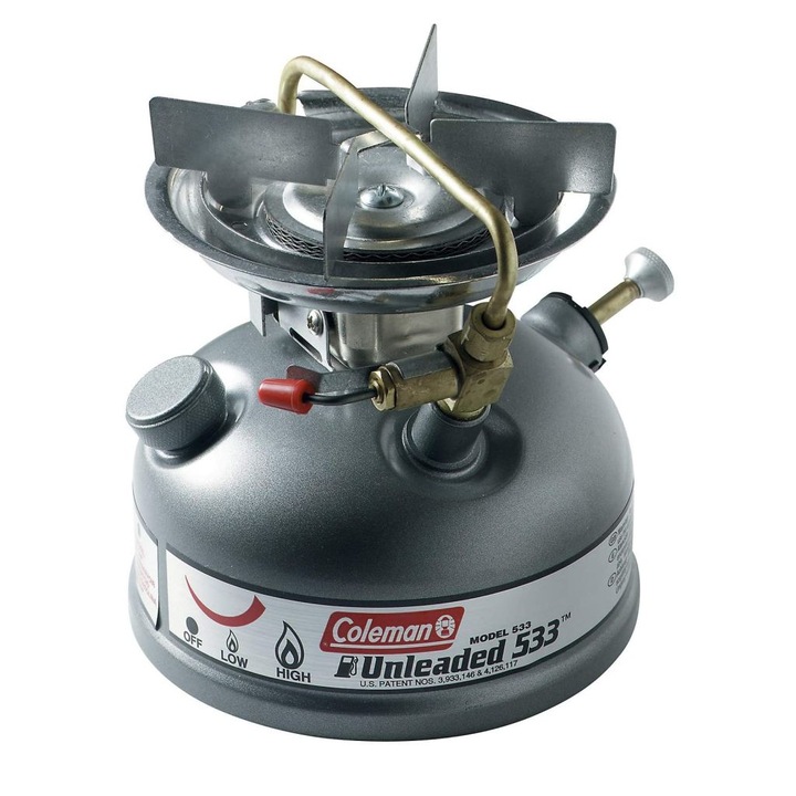 Aragaz pe benzina pentru camping Coleman Sportster 533 compact, 2800W, timp de ardere 8 ore 30 minute