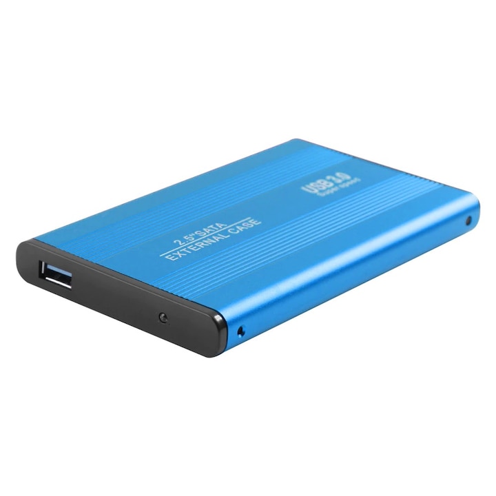 iNEXUS Premium külső HDD vagy SSD laptop 2.5'' / SATA ház, USB 3.0, fém HDD ház, Windows, MacOS, Linux, Unix kompatibilis, kék