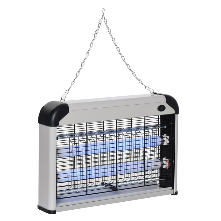 Outsunny UV LED fólia 60m²-hez, anti-szúnyog, elektromos háló, 20 W, ABS / fém, ezüst / fekete