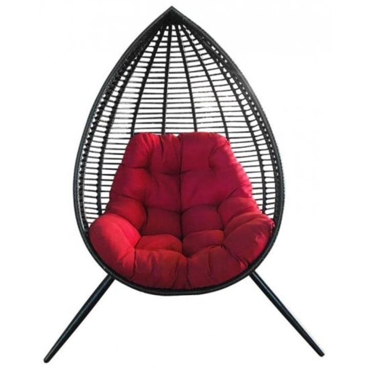 Scaun gradina/terasa, leagan, poliratan, negru, 83x68x119 cm, Canoona