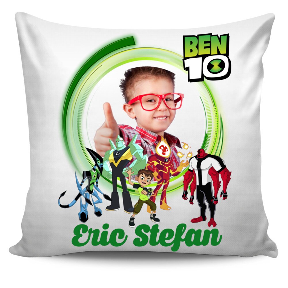 Perna personalizata Ben 10 cu poza si text , Aniversare , Onomastica , Ziua Copilului, , 40x40 cm, Handmade Mihaela