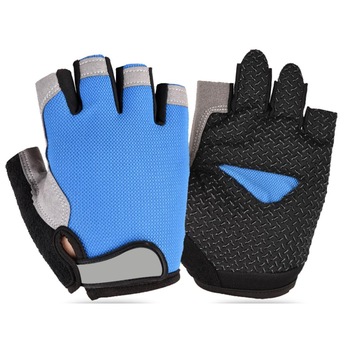 Manusi scurte ciclism, CRT Huwai, Premium Bike, Barbati, Albastru-Negru Manusi scurte ciclism, CRT Huwai, Premium Bike, Barbati, Albastru-Negru