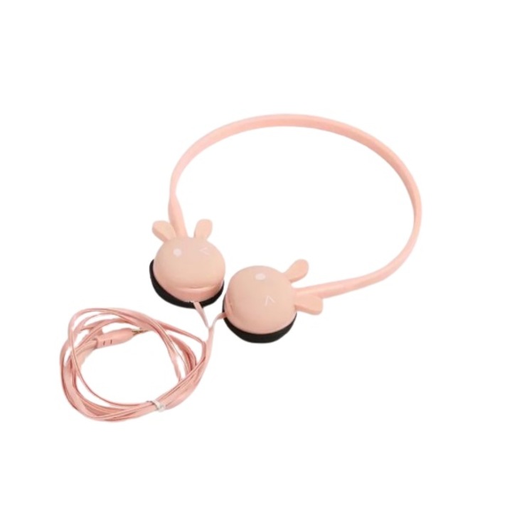 Casti audio kidyears cu fir iepuras roz 3-7 ani