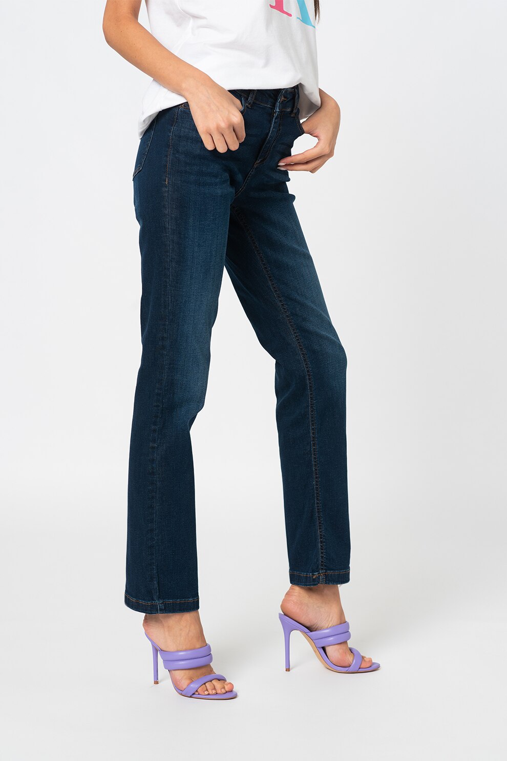 b.young, Blugi slim fit Lola, Albastru inchis