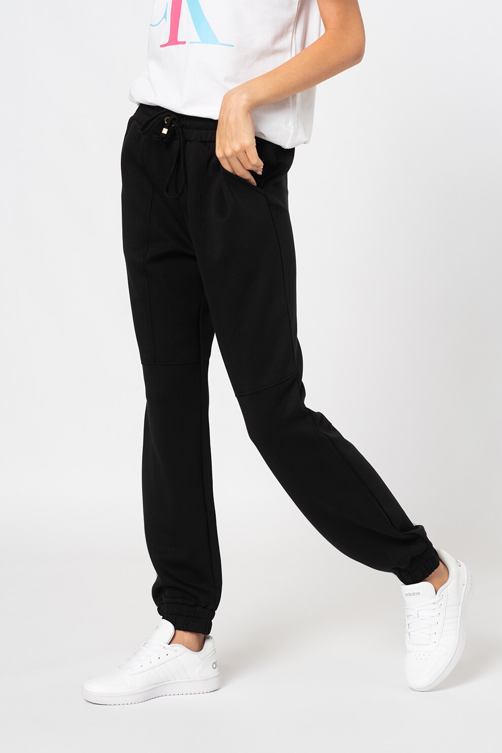 b.young, Pantaloni sport din amestec de modal cu snur Pusti, Negru