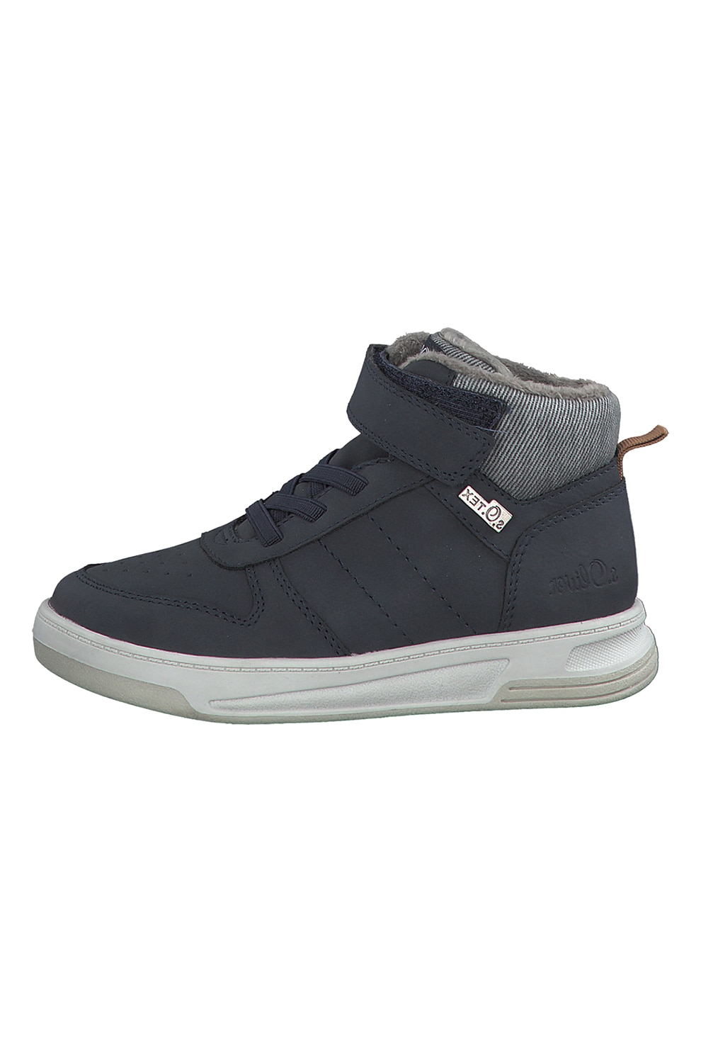 s.Oliver, Pantofi sport mid-high din piele ecologica, Gri carbune