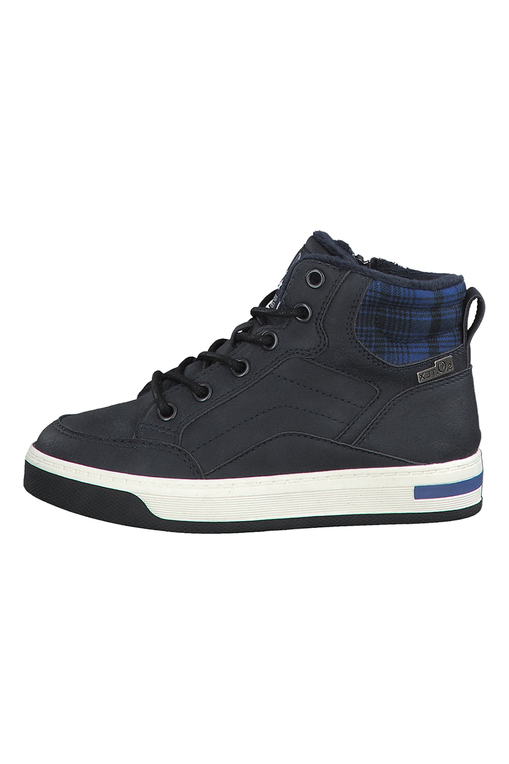 s.Oliver, Pantofi sport mid-high din piele ecologica, Bleumarin inchis/Albastru
