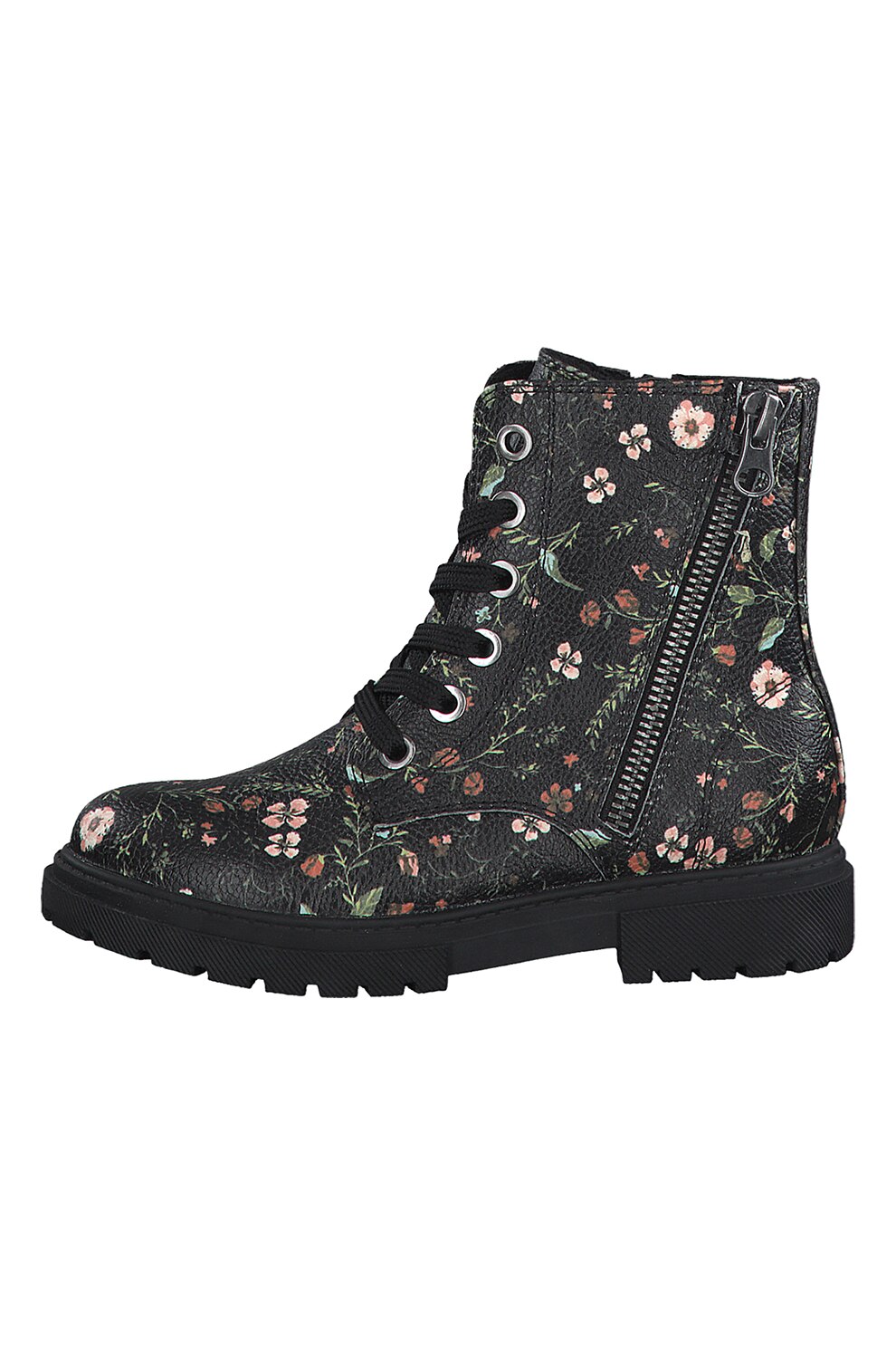 s.Oliver, Ghete cu imprimeu floral, Negru/Roz pastel/Verde sparanghel