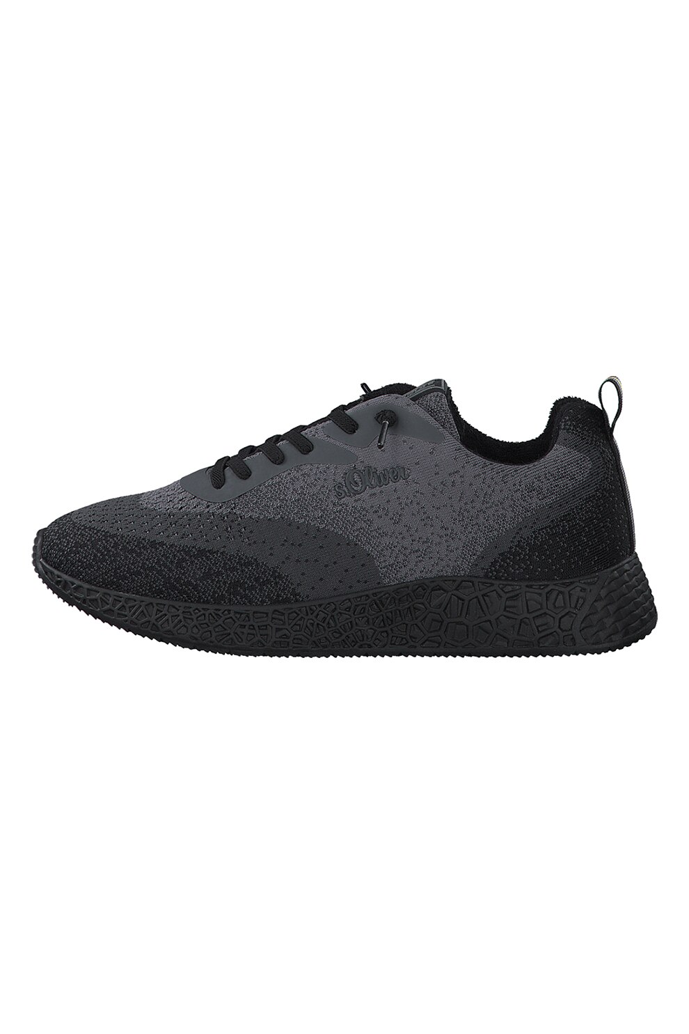 s.Oliver, Pantofi sport low cut din material textil, Gri inchis/negru/gri cenusa