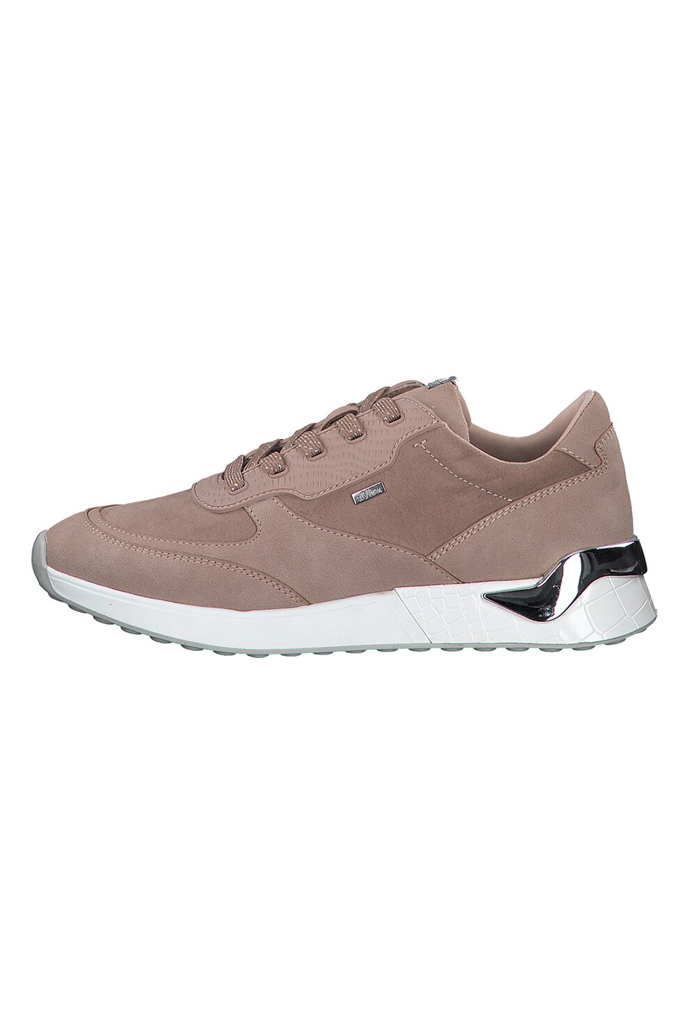 s.Oliver, Pantofi sport cu garnituri cu aspect de piele de sarpe, Roz prafuit