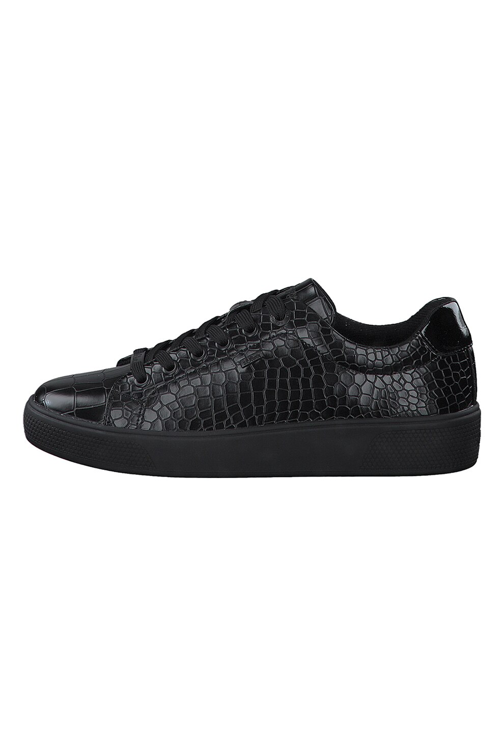 s.Oliver, Pantofi sport de piele ecologica cu aspect de piele de crocodil, Negru