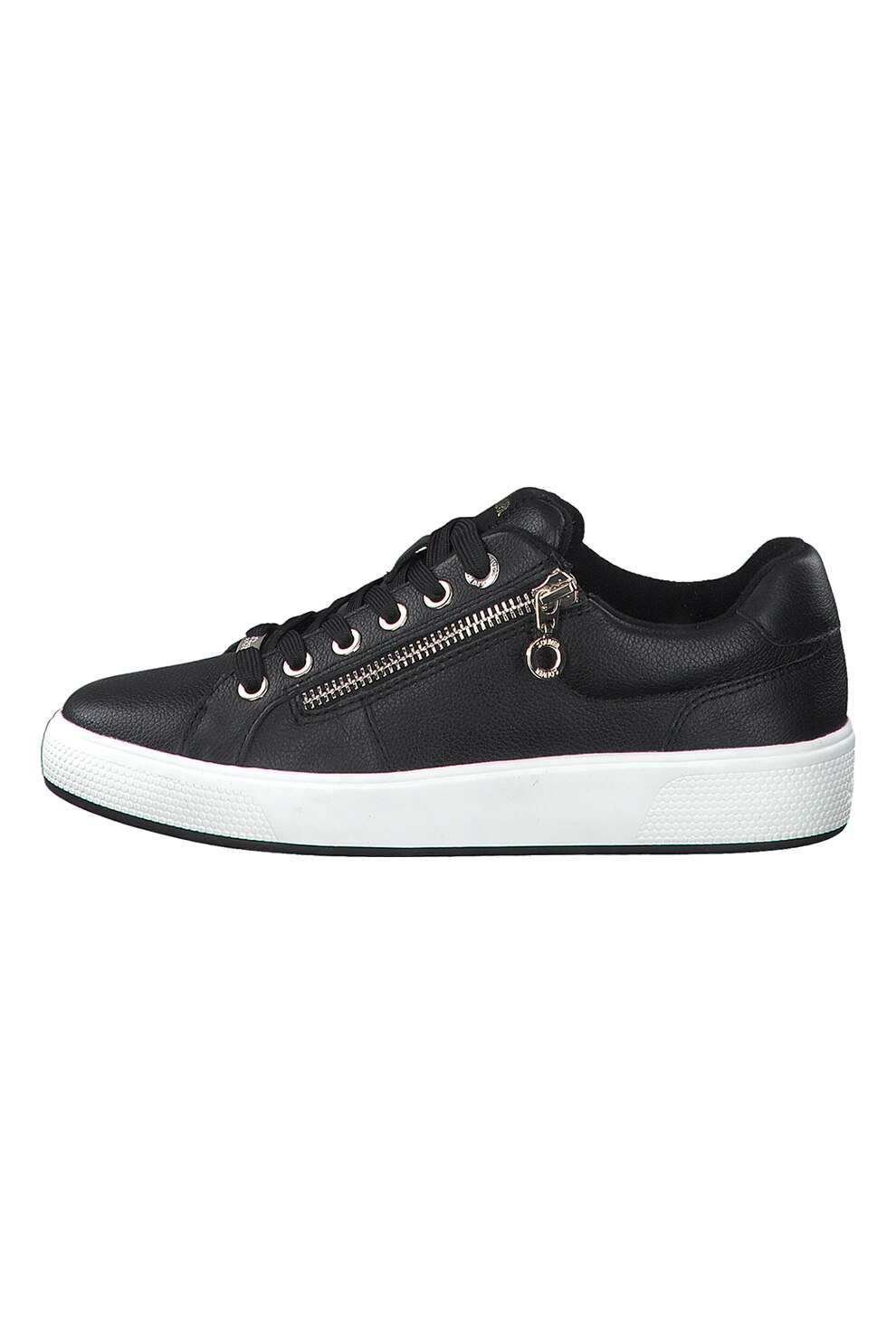 s.Oliver, Pantofi sport de piele cu fermoar decorativ, Negru