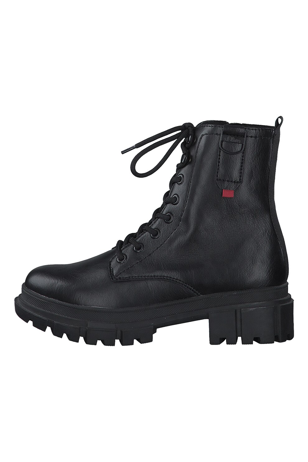 s.Oliver, Bocanci de piele ecologica cu toc masiv, Negru