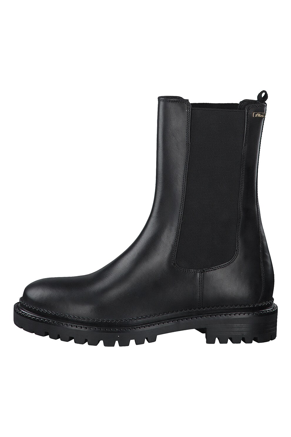 s.Oliver, Cizme medii Chelsea de piele, Negru