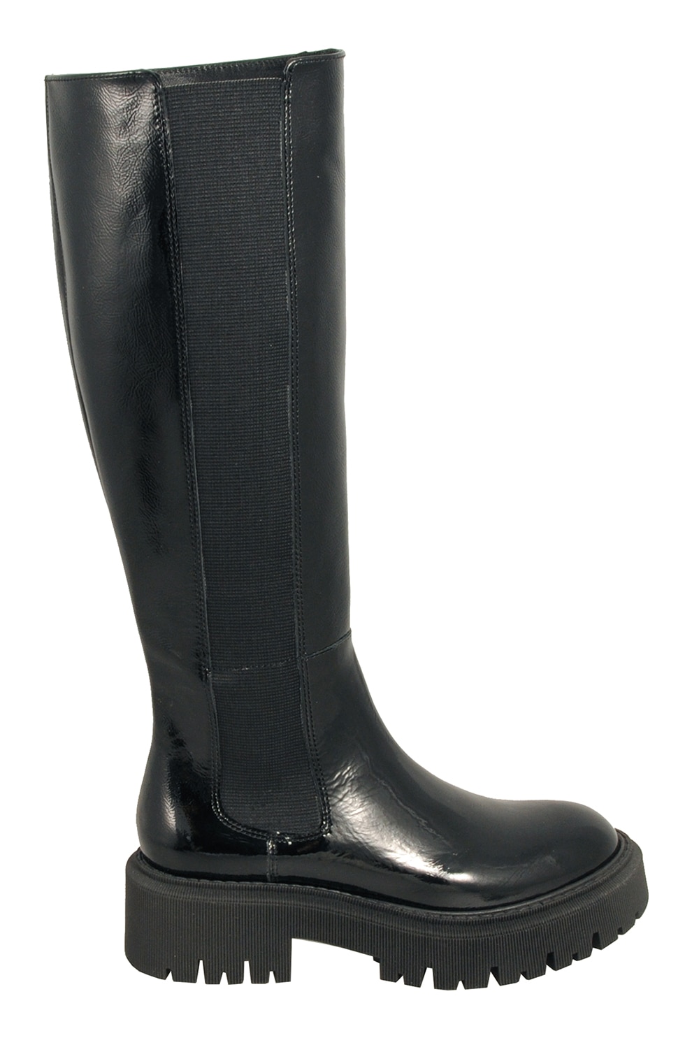 Tosca Blu, Cizme din piele cu toc masiv, Negru, 36