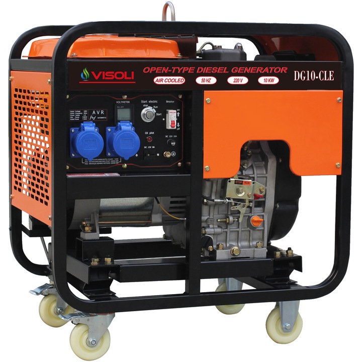 Generator curent electric diesel profesional Visoli DG10CLE, 10KW, AVR, ATS Optional, 230 V