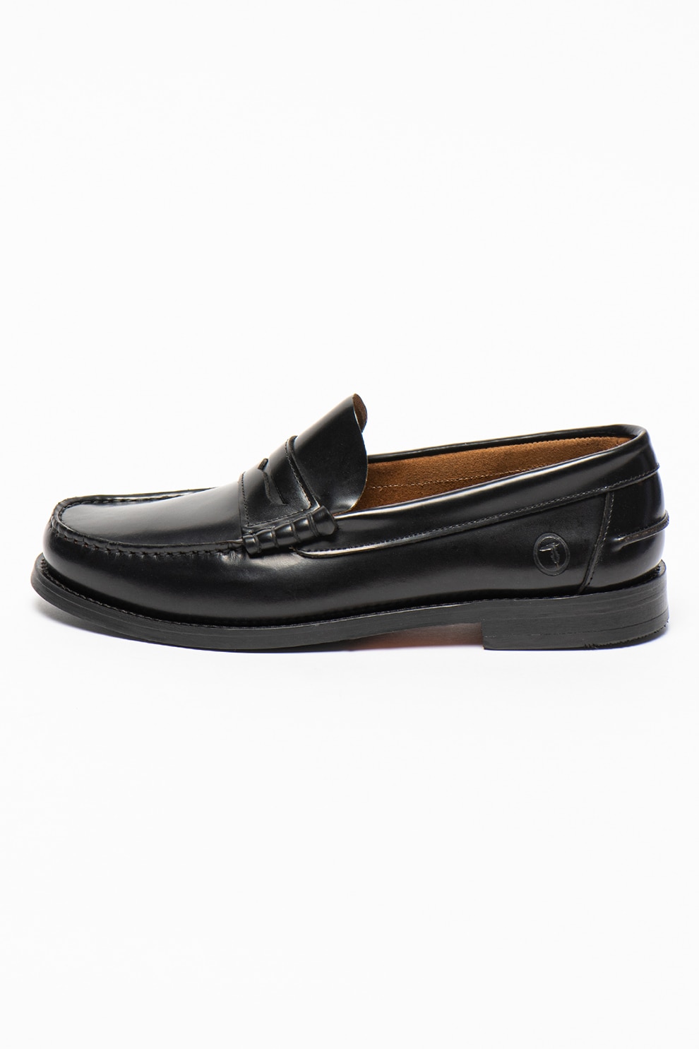 Trussardi, Pantofi loafer de piele, Negru, 45