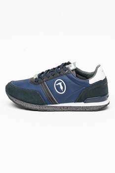 Trussardi, Pantofi sport cu garnituri de piele intoarsa Ferdy, Bleumarin Trussardi, Pantofi sport cu garnituri de piele intoarsa Ferdy, Bleumarin