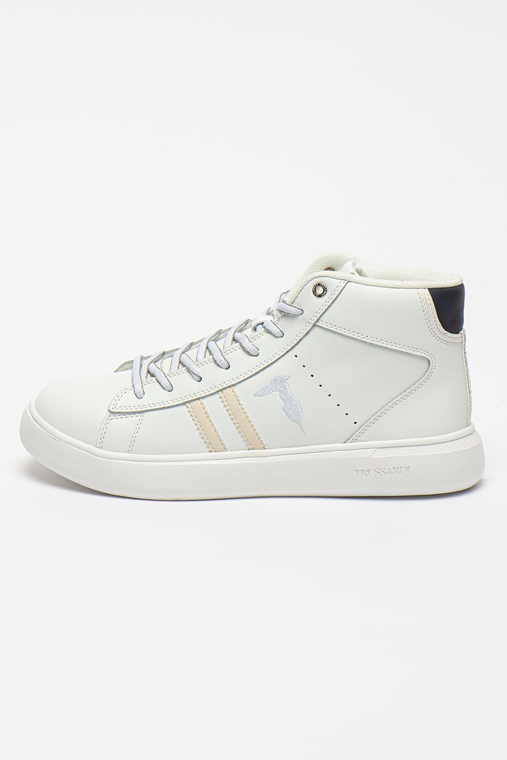 Trussardi, Pantofi sport mid-high de piele Yvonne, Alb