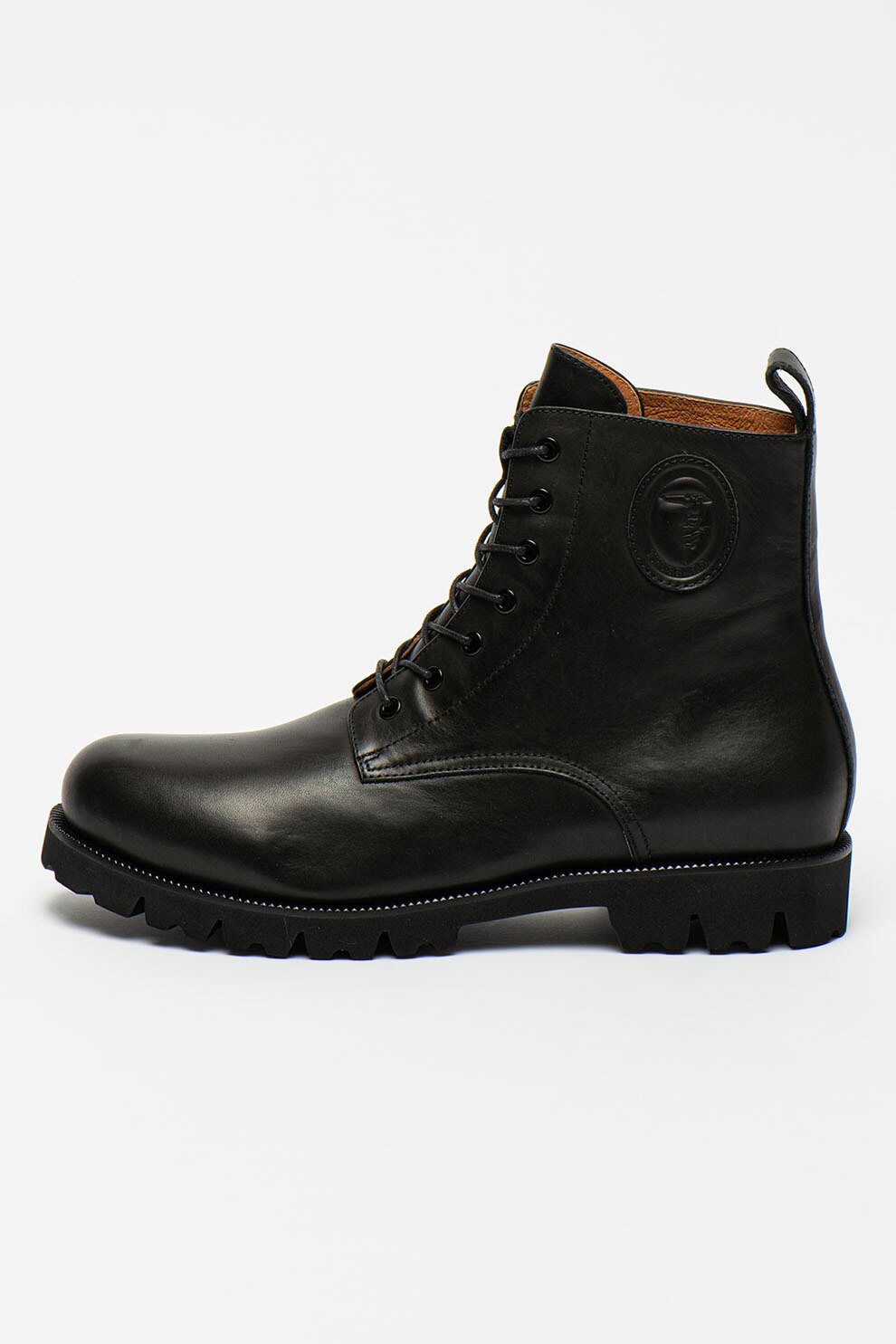Trussardi, Ghete de piele cu logo, Negru