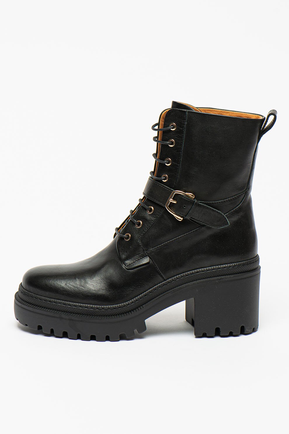 Trussardi, Ghete de piele cu toc masiv, Negru