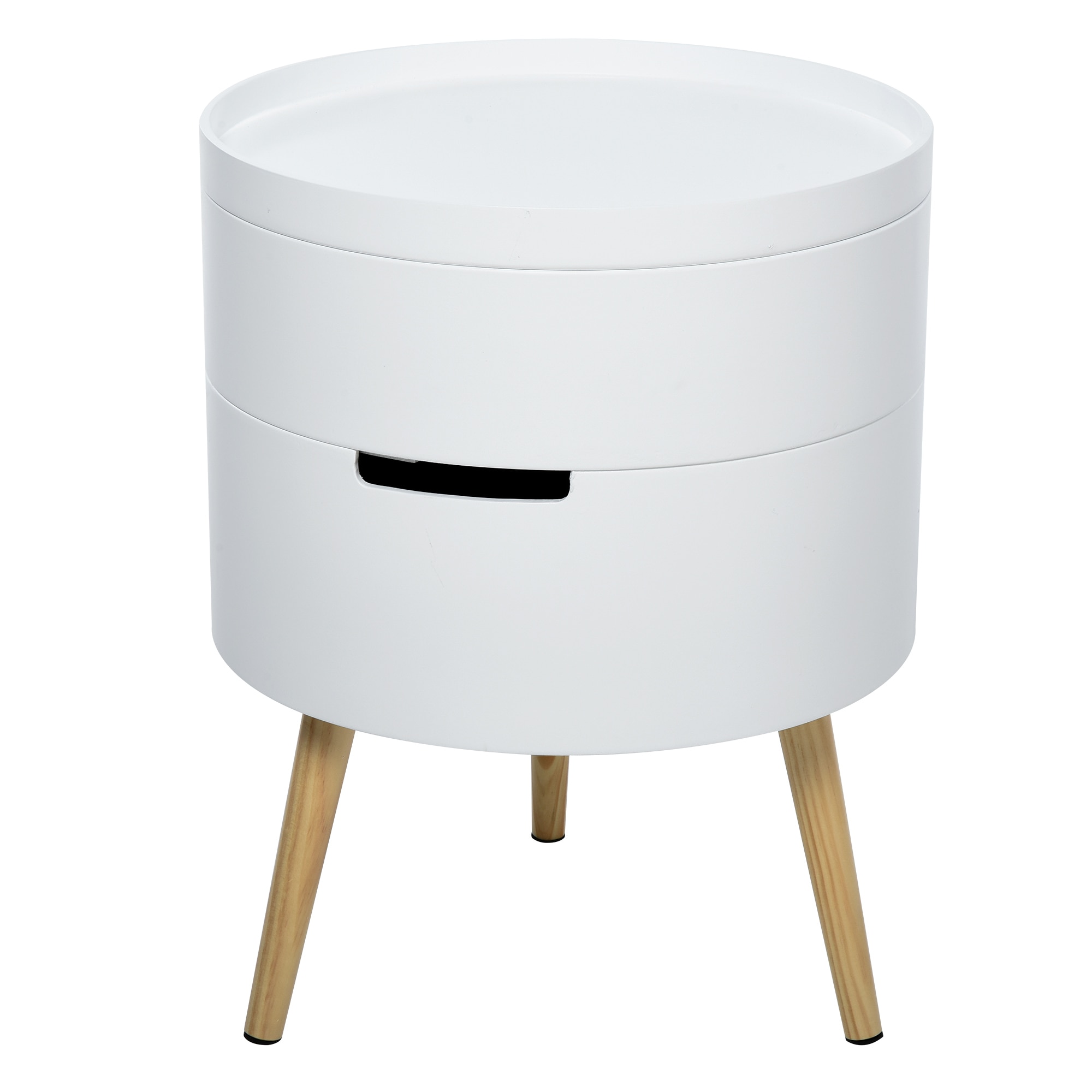 Masa de cafea rotunda cu 2 sertare rotative HOMCOM, MDF, 38x48.3 cm, Alb