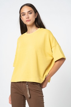 Marc O'Polo, Bluza sport lejera crop de bumbac organic, Galben, 2XS Marc O'Polo, Bluza sport lejera crop de bumbac organic, Galben, 2XS