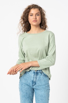 Marc O'Polo, Bluza de bumbac cu maneci cazute, Verde pal Marc O'Polo, Bluza de bumbac cu maneci cazute, Verde pal