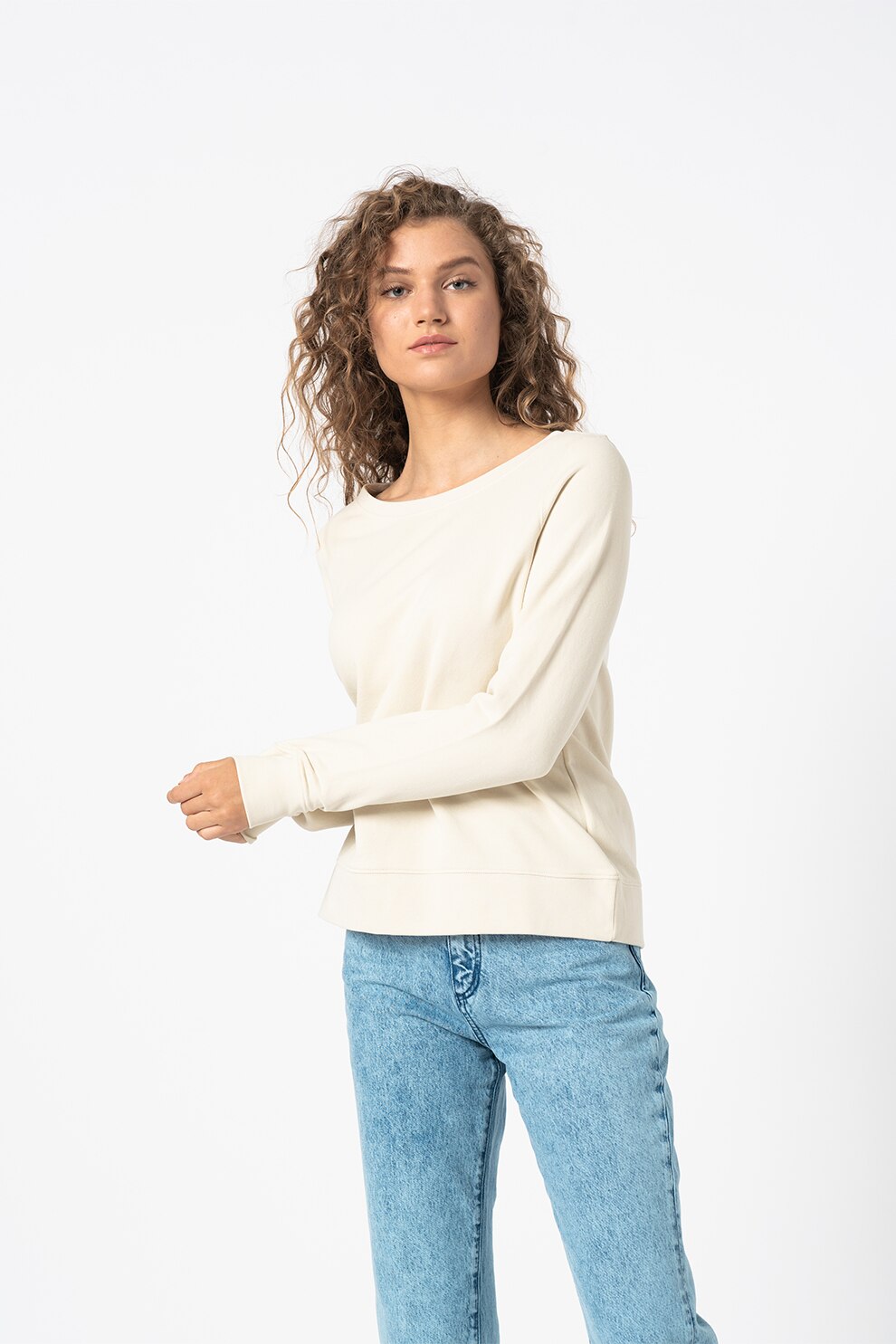 Marc O'Polo, Bluza sport cu imprimeu text pe partea din spate, Alb prafuit, 2XS