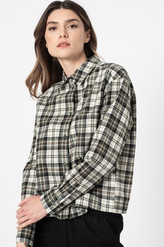 Marc O'Polo, Camasa boyfriend de flanel in carouri, Verde/Alb Marc O'Polo, Camasa boyfriend de flanel in carouri, Verde/Alb