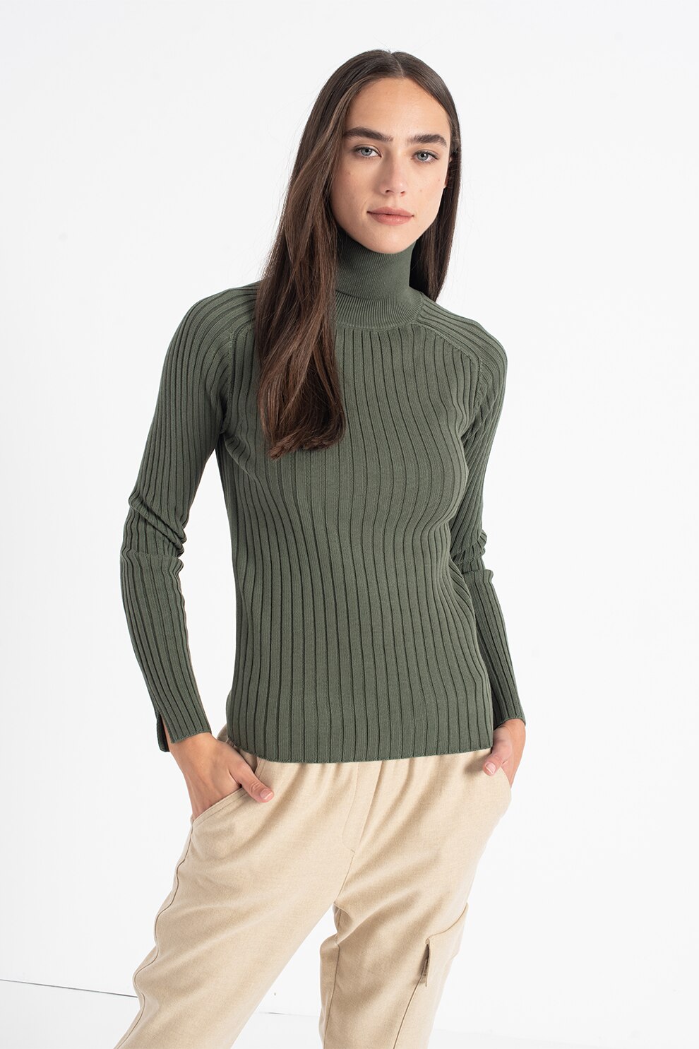 Marc O'Polo, Pulover striat cu maneci raglan, Verde