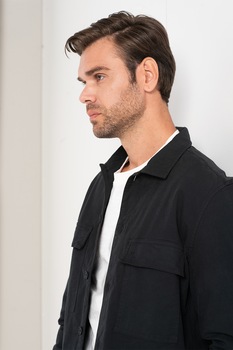 Marc O'Polo, Camasa de bumbac cu buzunare cu clapa, Negru Marc O'Polo, Camasa de bumbac cu buzunare cu clapa, Negru