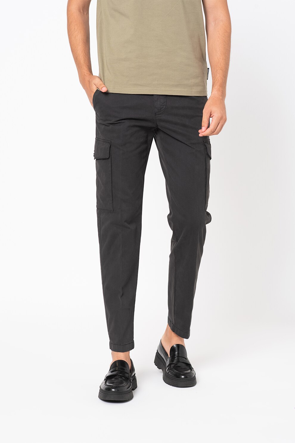 Marc O'Polo, Pantaloni crop chino conici, Gri inchis