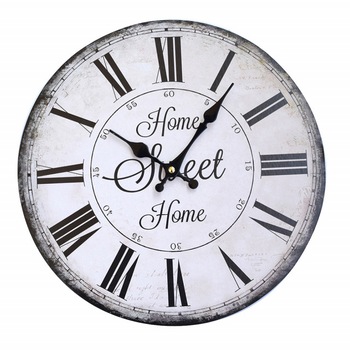 Ceas de perete Pufo Home Sweet Home, model vintage, 34 cm Ceas de perete Pufo Home Sweet Home, model vintage, 34 cm