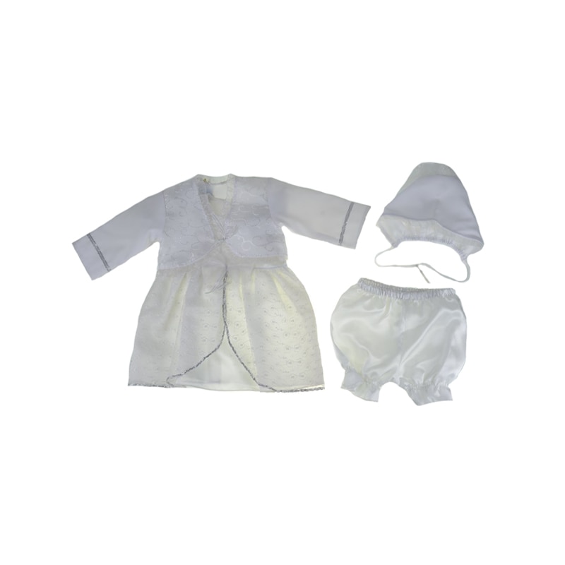 Set 4 piese pentru fete Pifou CB5A-62-cm-1-3-luni, Alb