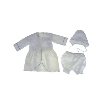 Set 4 piese pentru fete Pifou CB5A-62-cm-1-3-luni, Alb Set 4 piese pentru fete Pifou CB5A-62-cm-1-3-luni, Alb