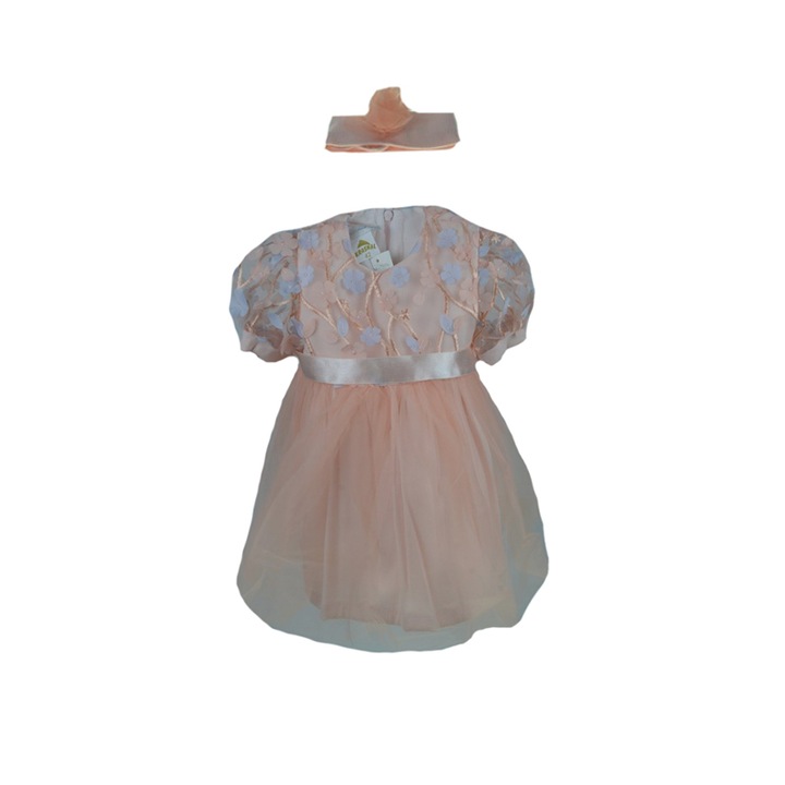 Set 2 piese rochie si bentita pentru fete Krasnal 230-62CR-3-luni-62-cm, Coral