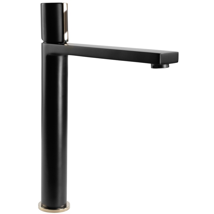 Смесител за мивка Rea Icon Black Gold High, Черен, Златист