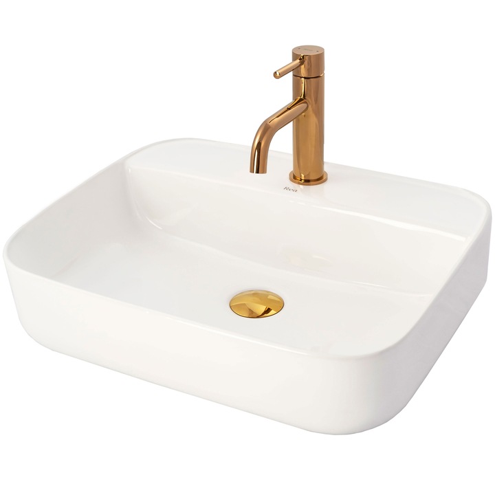 Смесител за мивка Rea Lungo Rose Gold Low, Ниска, Месинг