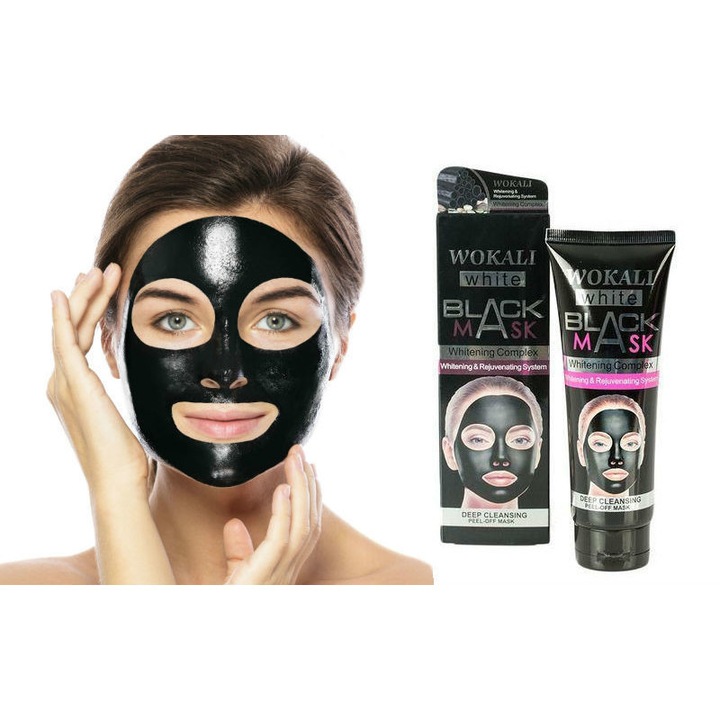 Masca neagra de fata anti-rid cu Argila Minerala, Vitamina A & E, Efect detoxifiant si de intinerire, WOKALI BLACK Mask, 130 ml