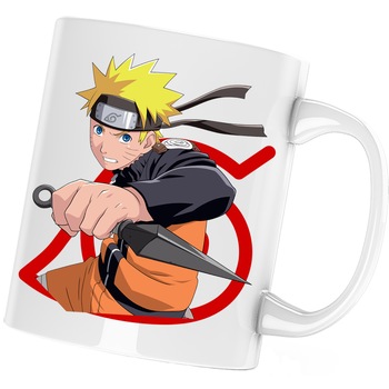 Cana Naruto Boruto Shippuden Kung Fu Anime Manga, alba, 330 ml Cana Naruto Boruto Shippuden Kung Fu Anime Manga, alba, 330 ml