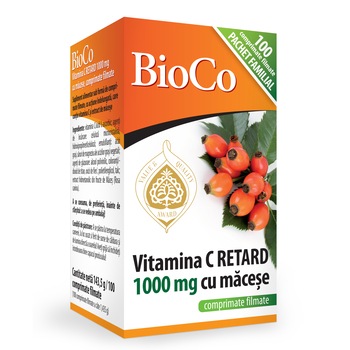 Vitamina C 1000 mg cu macese x 100 comprimate filmate / Bioco Vitamina C 1000 mg cu macese x 100 comprimate filmate / Bioco