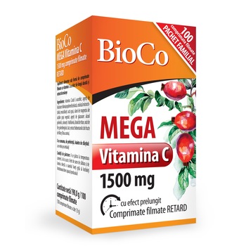 Mega Vitamina C 1500 mg x 100 comprimate filmate / Bioco Mega Vitamina C 1500 mg x 100 comprimate filmate / Bioco
