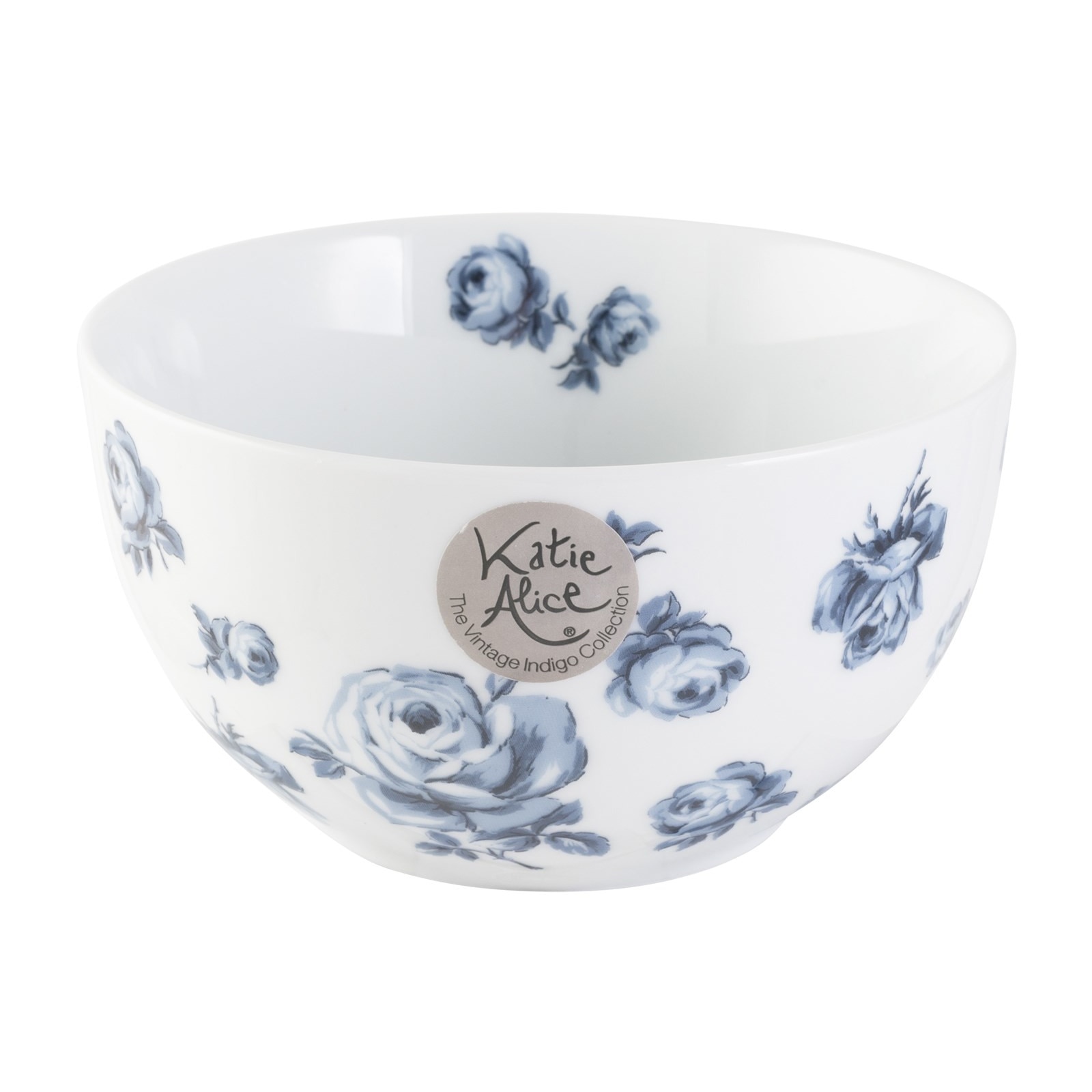 Bol - Vintage Indigo Floral Cereal Bowl, Portelan, Alb