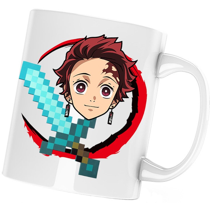 Чаша Demon Slayer Tanjiro Minecraft, Бял, 330 мл