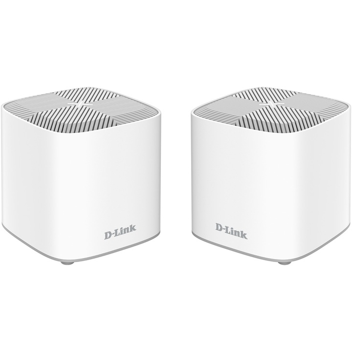 Sistem Wi-Fi Mesh D-Link COVR-X1862 (2-pack), AX1800, MU-MIMO, Wi-Fi 6, cu acoperire completa pentru casa