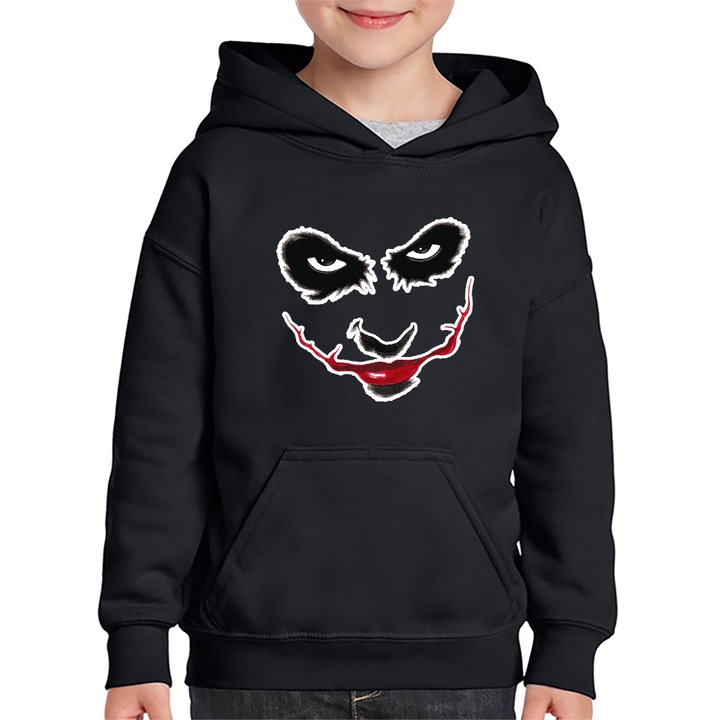 Hanorac copii Joker Psycho Nebun Psihopat Horror, negru, marime 140-146 CM, varsta 7-8 ani